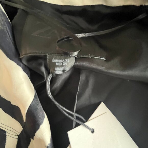 Zara Zebra Print Linen Blend Double-Breasted Blazer XS - Picture 4 of 10